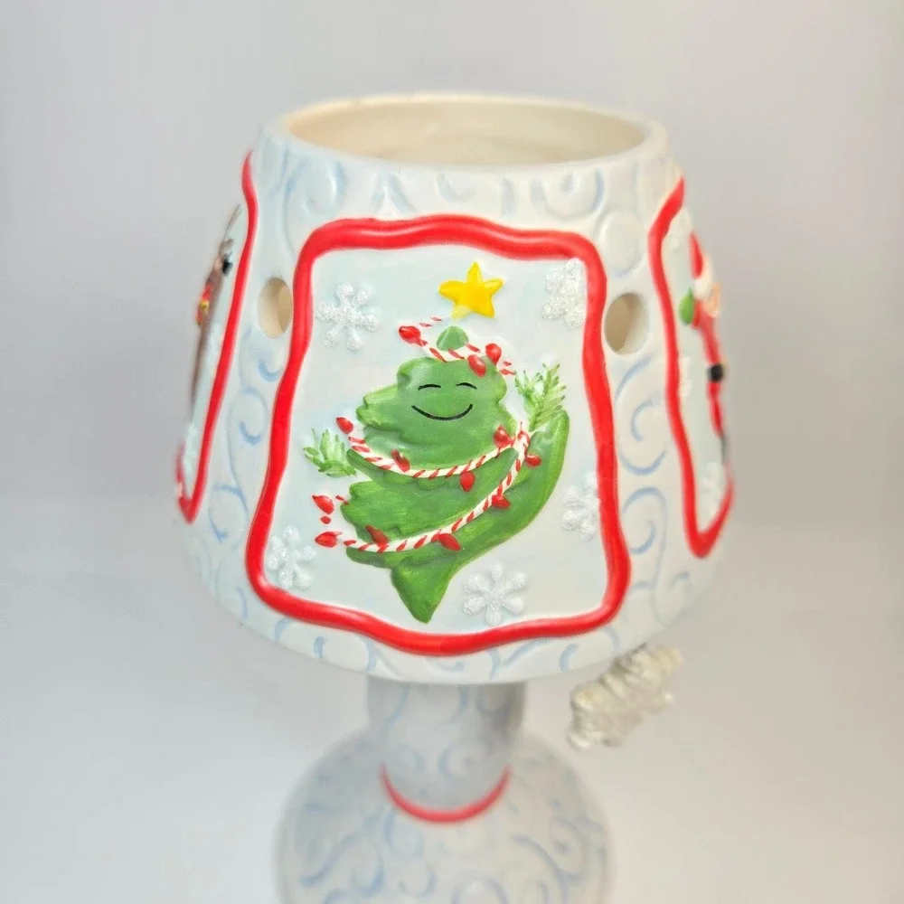 Vtg Michael‎ Sparks Candle Votive Lamp Christmas Holiday Winter Santa Reindeer